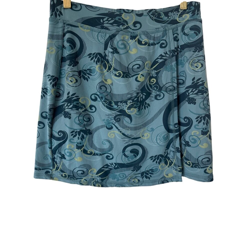 Title Nine Skorts Sz Small Teal Blue Swirls Faux Wrap Athleisure Running Hiking…